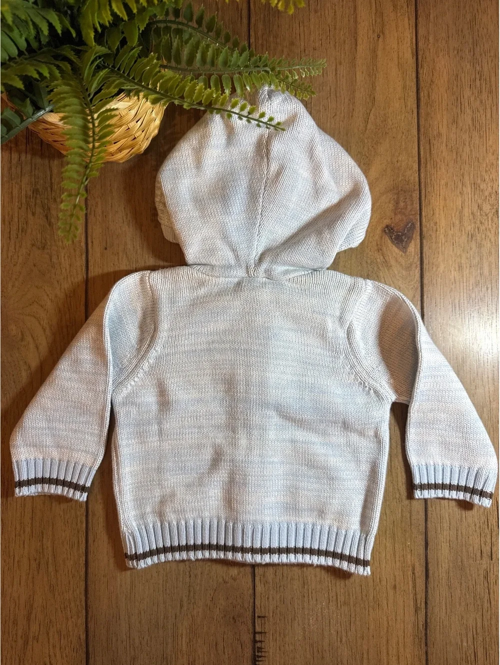 Nordstrom Baby Organic Knit Zip Hoodie Puppy Pocket 6 Months